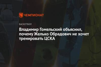 Владимир Гомельский объяснил, почему Желько Обрадович не хочет тренировать ЦСКА