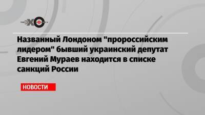 Названный Лондоном «пророссийским лидером» бывший украинский депутат Евгений Мураев находится в списке санкций России