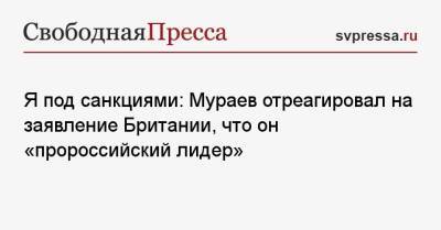 Я под санкциями: Мураев отреагировал на заявление Британии, что он «пророссийский лидер»