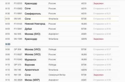 В Пулково из-за непогоды задержаны рейсы на Кубань