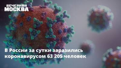В России за сутки заразились коронавирусом 63 205 человек
