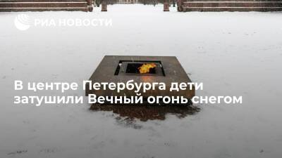 На Марсовом поле в Петербурге дети затушили Вечный огонь снегом