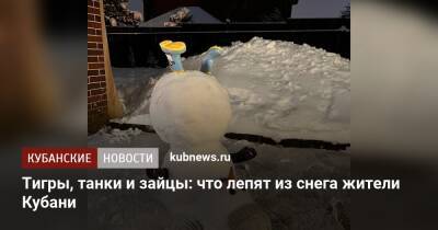 Тигры, танки и зайцы: что лепят из снега жители Кубани