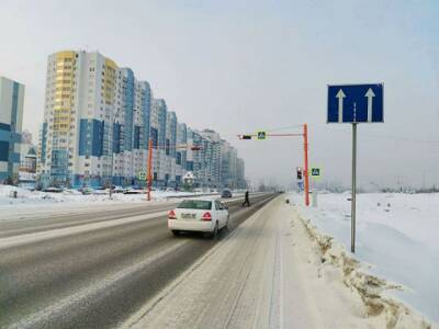 В Кемерове заработал новый светофор с кнопкой вызова пешеходной фазы