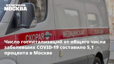 Число госпитализаций от общего числа заболевших COVID-19 составило 5,1 процента в Москве