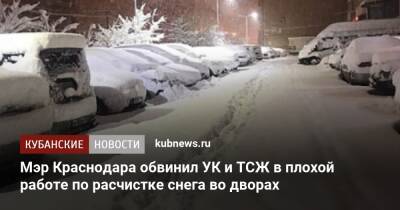 Мэр Краснодара обвинил УК и ТСЖ в плохой работе по расчистке снега во дворах