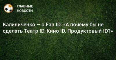 Калиниченко – о Fan ID: «А почему бы не сделать Театр ID, Кино ID, Продуктовый ID?»