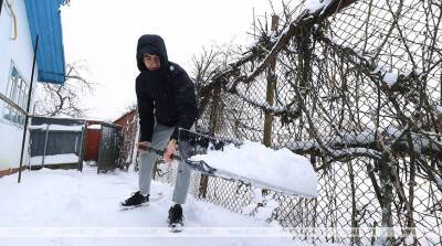 ФОТОФАКТ: Молодежь помогает пожилым людям в уборке снега в Белыничском районе