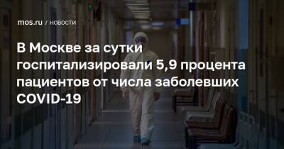 В Москве за сутки госпитализировали 5,9 процента пациентов от числа заболевших COVID-19