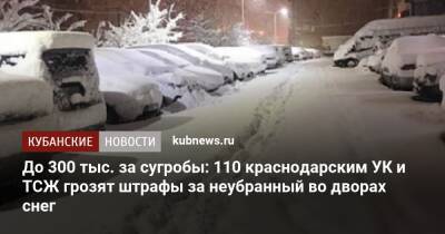 До 300 тыс. за сугробы: 110 краснодарским УК и ТСЖ грозят штрафы за неубранный во дворах снег