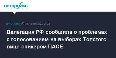 Делегация РФ сообщила о проблемах с голосованием на выборах Толстого вице-спикером ПАСЕ