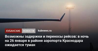 Возможны задержки и переносы рейсов: в ночь на 26 января в районе аэропорта Краснодара ожидается туман
