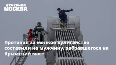 Протокол за мелкое хулиганство составили на мужчину, забравшегося на Крымский мост