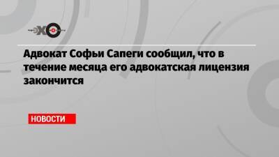 Александр Филанович - Софья Сапеги - Адвокат Софьи Сапеги сообщил, что в течение месяца его адвокатская лицензия закончится - echo.msk.ru - Белоруссия