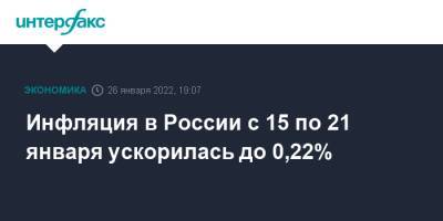 Инфляция в России с 15 по 21 января ускорилась до 0,22%