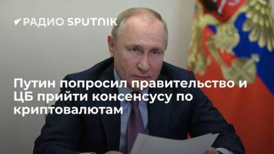 Президент РФ Путин попросил правительство и Банк России прийти к единому мнению по рынку криптовалют