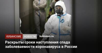 Раскрыты сроки наступления спада заболеваемости коронавируса в России