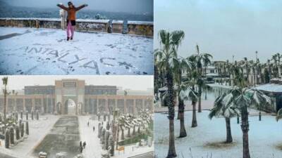 Турецкую Анталию впервые за 29 лет засыпало снегом: яркие кадры из соцсетей (ФОТО)