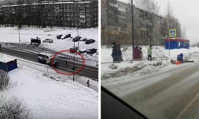 В Петрозаводске «скорая» откачивала мужчину, упавшего прямо на пешеходнике