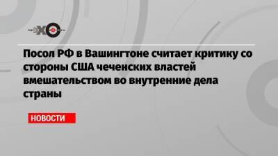 Посол РФ в Вашингтоне считает критику со стороны США чеченских властей вмешательством во внутренние дела страны