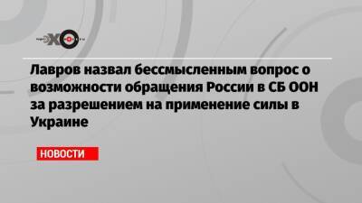 Лавров назвал бессмысленным вопрос о возможности обращения России в СБ ООН за разрешением на применение силы в Украине
