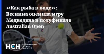 «Как рыба в воде»: Веснина оценила игру Медведева в полуфинале Australian Open