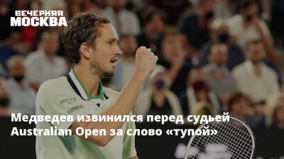 Медведев извинился перед судьей Australian Open за слово «тупой»