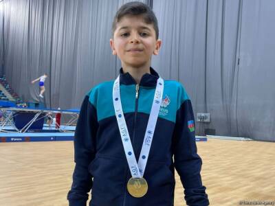 Очень рад, что занял I место на Первенстве Азербайджана по прыжкам на акробатической дорожке – юный азербайджанский гимнаст