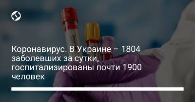 Коронавирус. В Украине – 1804 заболевших за сутки, госпитализированы почти 1900 человек