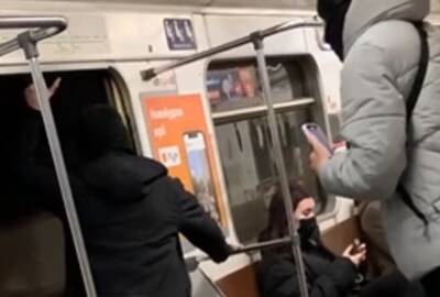 Пьяная компания устроила "веселье" в киевском метро, кадры: "открыли дверь на ходу и..."