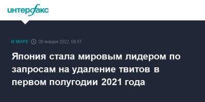 Япония стала мировым лидером по запросам на удаление твитов в первом полугодии 2021 года