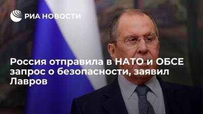 Глава МИД Лавров: Россия отправила в НАТО и ОБСЕ запрос об обязательствах по безопасности