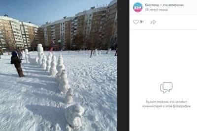 В Белгороде на улице Щорса появилась импровизированная выставка снежных скульптур