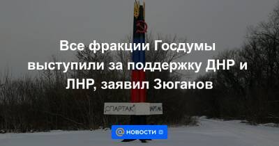 Все фракции Госдумы выступили за поддержку ДНР и ЛНР, заявил Зюганов