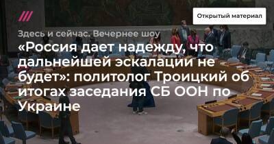 «Россия дает надежду, что дальнейшей эскалации не будет»: политолог Троицкий об итогах заседания СБ ООН по Украине