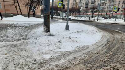 Снежные завалы мешают колясочникам свободно передвигаться по Петербургу