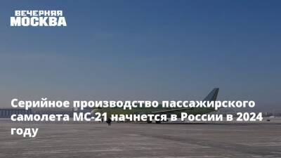 Серийное производство пассажирского самолета МС-21 начнется в России в 2024 году