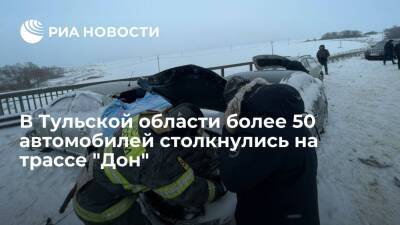 В Узловском районе Тульской области более 50 автомобилей столкнулись на трассе "Дон"