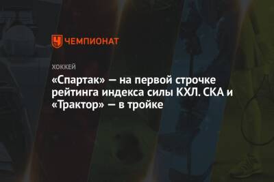 «Спартак» — на первой строчке рейтинга индекса силы КХЛ. СКА и «Трактор» — в тройке