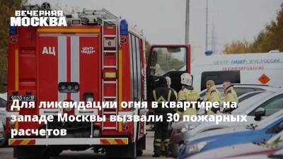 Для ликвидации огня в квартире на западе Москвы вызвали 30 пожарных расчетов