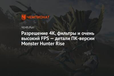 Разрешение 4K, фильтры и очень высокий FPS — детали ПК-версии Monster Hunter Rise