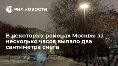 В некоторых районах Москвы за несколько часов выпало до двух сантиметров снега