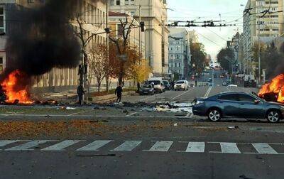 Появилось видео последствий удара по Киеву