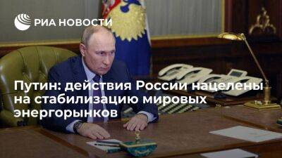 Путин: действия России направлены на создание стабильности на мировых энергорынках