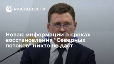 Новак: точной информации о сроках восстановления "Северных потоков" никто не даст