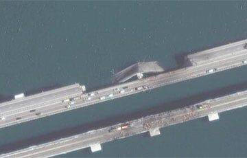 Опубликовали новые спутниковые снимки разрушенного Крымского моста