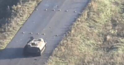 Лежали посреди дороги: российские военные подорвались на мине (видео)