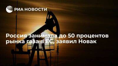 Вице-премьер Новак: Россия занимала до 50 процентов рынка газа в ЕС