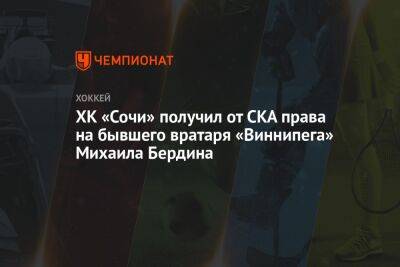 ХК «Сочи» получил от СКА права на бывшего вратаря «Виннипега» Михаила Бердина