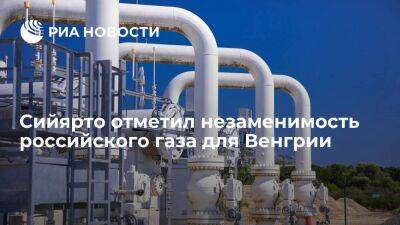 Глава МИД Сийярто: газ из России физически незаменим для Венгрии из-за маршрута поставок